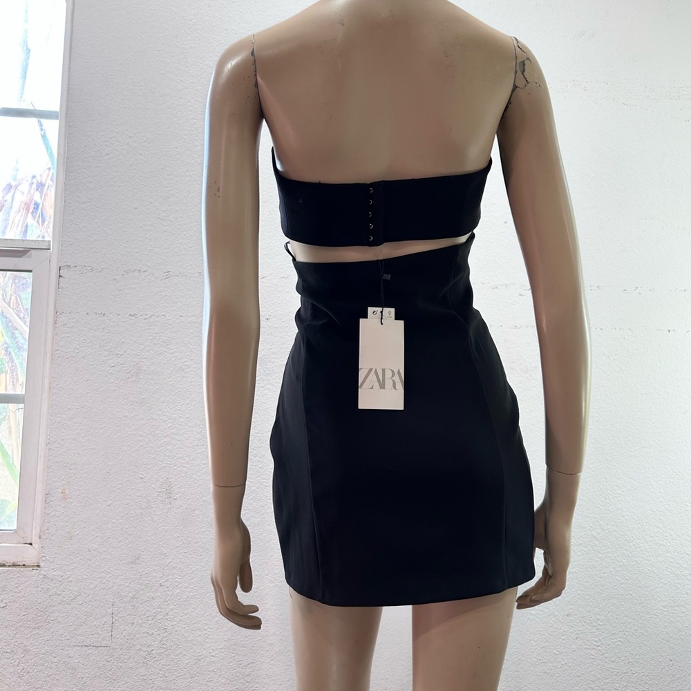 Zara Strapless Black Dress with Bow - Picture 8 of 16